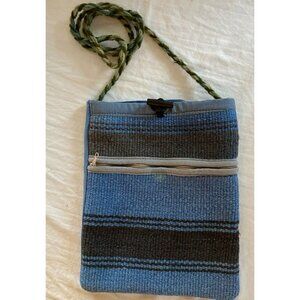 Southwest BoHo Blue Gray Saddle Blanket Lined Crossbody Handbag Small Tote